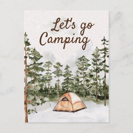 引用文パーソナライズされたウォーターカラーキャンピングin自然 ポストカード (正面)