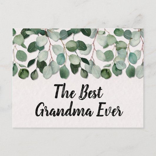 引用文パーソナライズされたグリーンユーカリ葉ス ポストカード (正面)