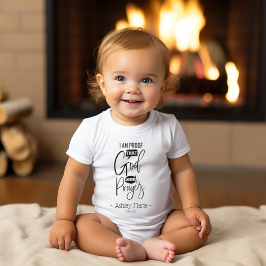 引用文パーソナライズされた神は祈りの言葉に答える ベビーボディスーツ