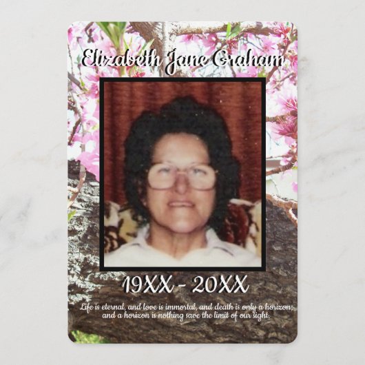 引用文ピーチ開花ツリーバックグラウンド葬儀 プログラム (正面)