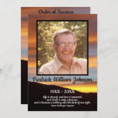 引用文フォトオレンジ色の夕焼け背景葬儀 プログラム (正面/裏面)