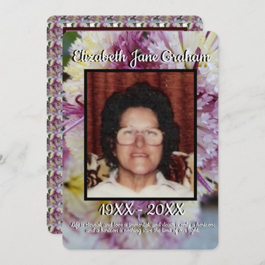 引用文フォトスパイダーママフローラ背景葬儀 プログラム (正面/裏面)