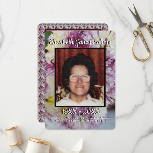 引用文フォトスパイダーママフローラ背景葬儀 プログラム (正面/裏面インサイチュ)