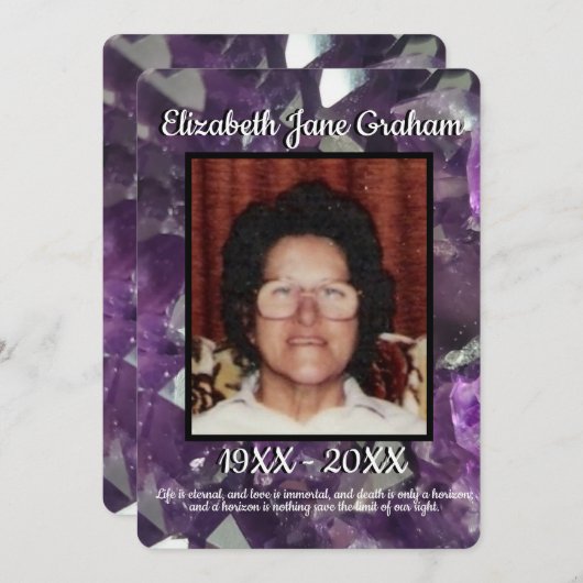 引用文フォトパープルアメジストクリスタル葬儀 プログラム (正面/裏面)