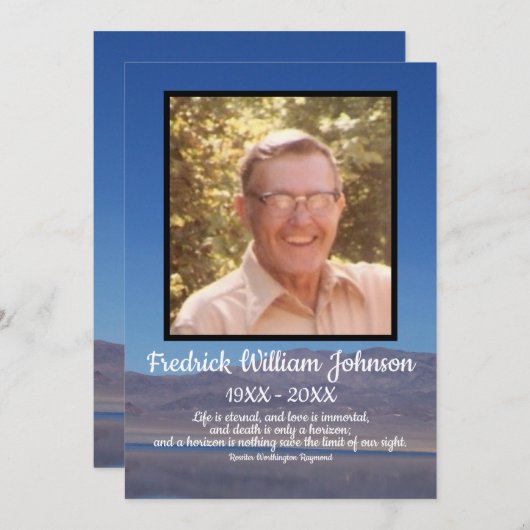 引用文フォトレイクと山の背景葬儀 プログラム (正面/裏面)