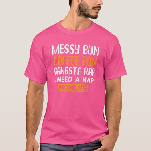 引用文メッシーパン走コーヒママ母の生活 Tシャツ (正面)
