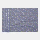 引用文メリークリスマスの手描きツリー雪 キッチンタオル (横)