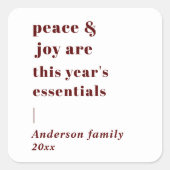 引用文モダンの平和と喜びの休日 スクエアシール (正面)