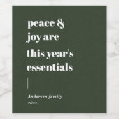 引用文モダンの平和と喜びの休日 ワインラベル (シングルラベル)