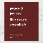 引用文モダンの平和と喜びの休日 ワインラベル (シングルラベル)