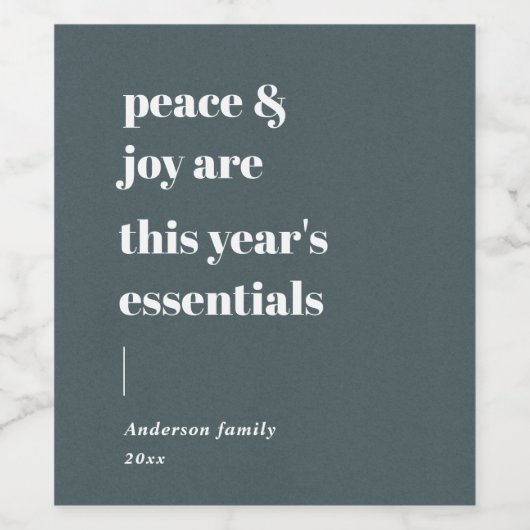 引用文モダンの平和と喜びの休日 ワインラベル (シングルラベル)