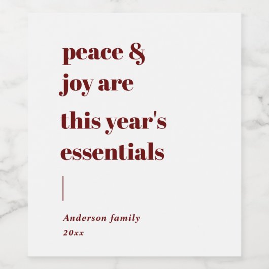 引用文モダンの平和と喜びの休日 ワインラベル (シングルラベル)