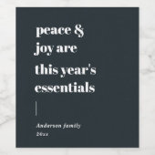 引用文モダンの平和と喜びの休日 ワインラベル (シングルラベル)