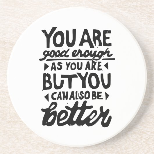 引用文リノやる気を起こさせるプリントラウンドサンドストーン コースター (正面)