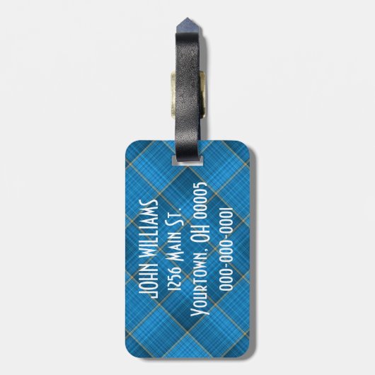 引用文付きアングルブループレイド ラゲッジタグ (裏面縦)