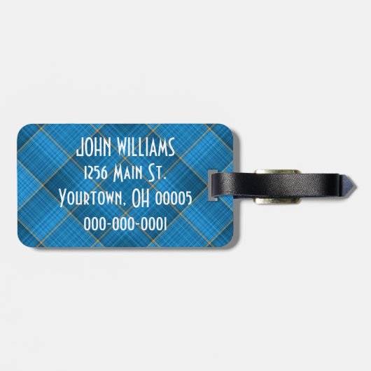 引用文付きアングルブループレイド ラゲッジタグ (裏面横)