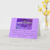 引用文付きカード – 紫の水滴 カード (黄色い花)