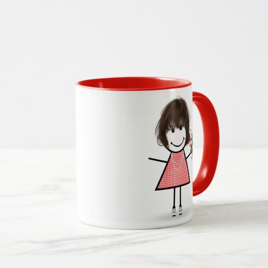 引用文付きスティックフィギュア女 マグカップ (正面右)
