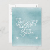 引用文付きブルークリスマス シーズンポストカード (正面/裏面)