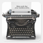 引用文付きレトロタイプライター感動的 スクエアシール (正面)