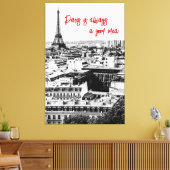 引用文付き白黒のパリスフォトデコール キャンバスプリント (インサイチュ (リビング))