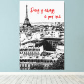 引用文付き白黒のパリスフォトデコール キャンバスプリント (インサイチュ (ウッドフロア))