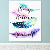 引用文付き羽 キャンバスプリント (インサイチュ (ウッドフロア))