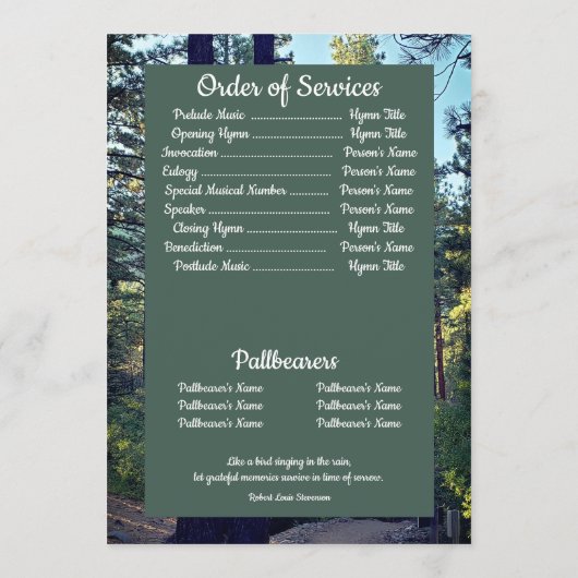 引用文写真松林背景葬儀 プログラム (裏面)