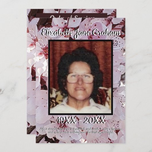 引用文写真梅花背景葬儀 プログラム (正面/裏面)