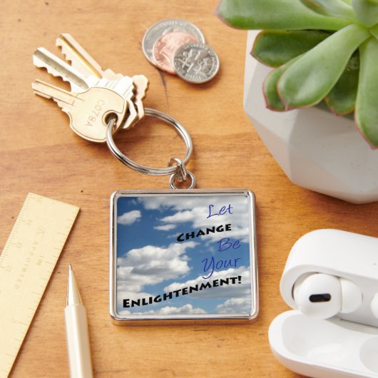 引用文前向きタイポグラフィ曇り空の写真 キーホルダー (デスク)