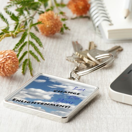 引用文前向きタイポグラフィ曇り空の写真 キーホルダー (側面)