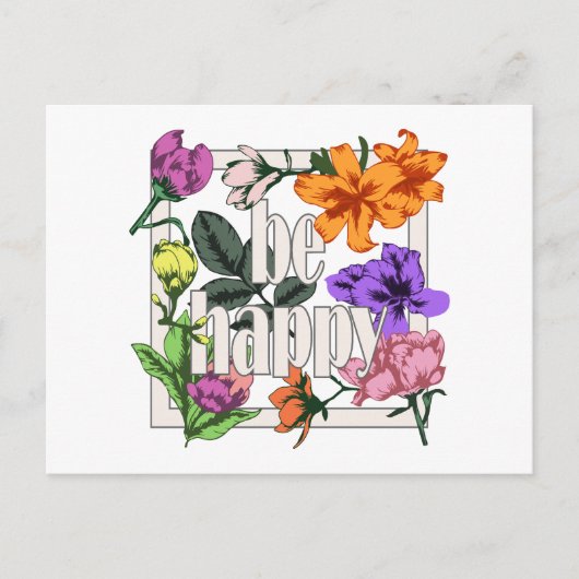 引用文前向きベハッピーアンドガーデンフラワー ポストカード (正面)