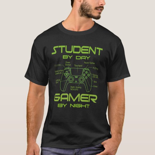 引用文学生バイデイゲーマーバイナイトコントローラーAna Tシャツ (正面)