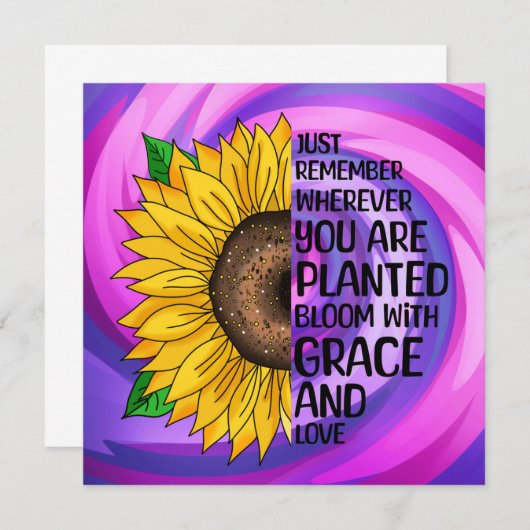 引用文感動的と手描きヒマワリ (正面/裏面)