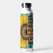 引用文感動的と手描きヒマワリ ウォーターボトル (左面)