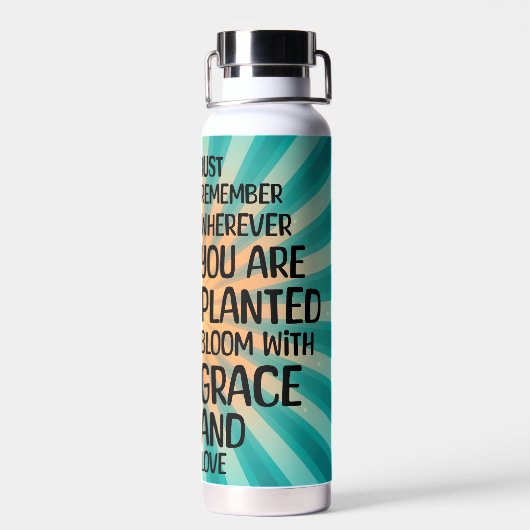 引用文感動的と手描きヒマワリ ウォーターボトル (背面)