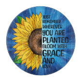 引用文感動的と手描きヒマワリ カッティングボード (正面)