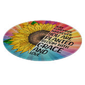 引用文感動的と手描きヒマワリ カッティングボード (角)