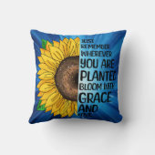 引用文感動的と手描きヒマワリ クッション (裏面)