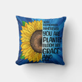 引用文感動的と手描きヒマワリ クッション (正面)