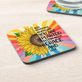 引用文感動的と手描きヒマワリ コースター (左側)