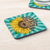 引用文感動的と手描きヒマワリ コースター (左側)