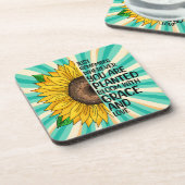 引用文感動的と手描きヒマワリ コースター (左側)