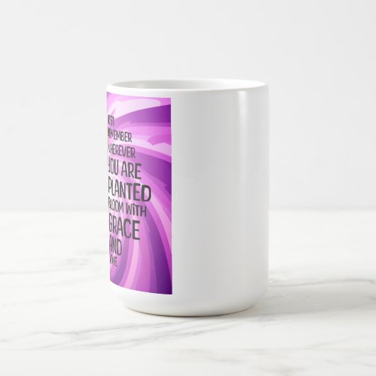 引用文感動的と手描きヒマワリ コーヒーマグカップ (中央)