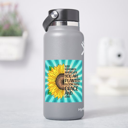 引用文感動的と手描きヒマワリ シール (HydroFlask)