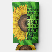 引用文感動的と手描きヒマワリ スリム缶クーラー (正面)