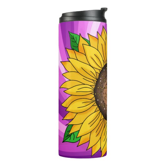 引用文感動的と手描きヒマワリ タンブラー (回転左)