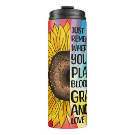 引用文感動的と手描きヒマワリ タンブラー