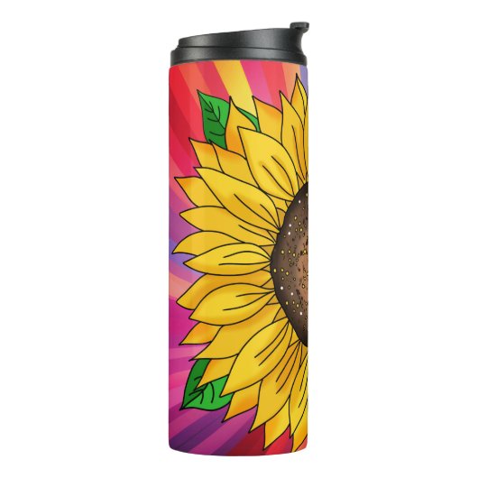 引用文感動的と手描きヒマワリ タンブラー (回転左)