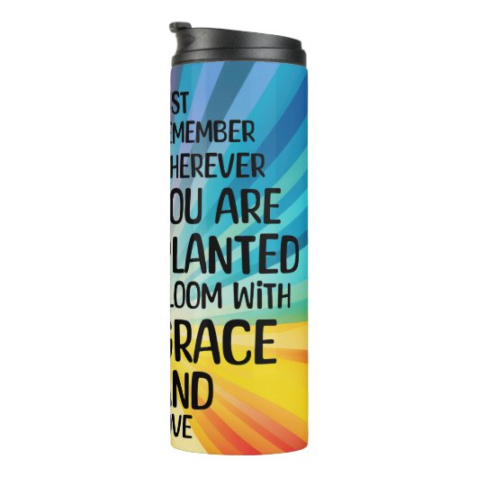 引用文感動的と手描きヒマワリ タンブラー (回転右)